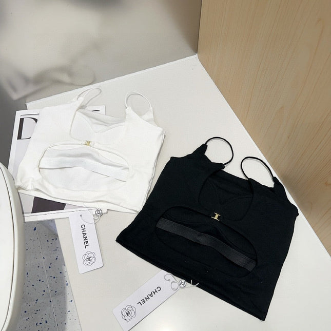 CAMI TOP 640620 IN BLACK COTTON RIBBED KNIT