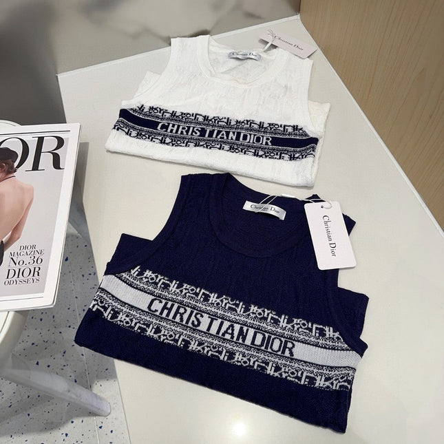 SLEEVELESS TOP 643221 IN BLACK COTTON WHITE LOGO