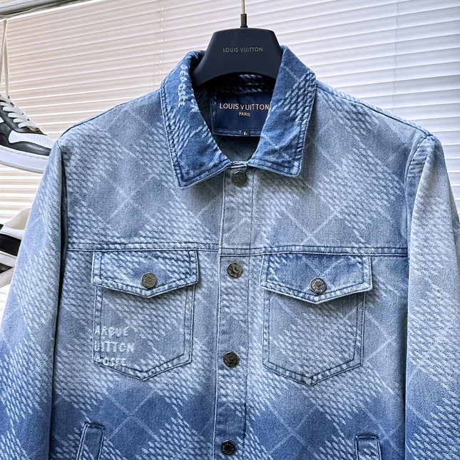 LV SHIRT JACKET IN BLUE DAMIER DENIM 239128