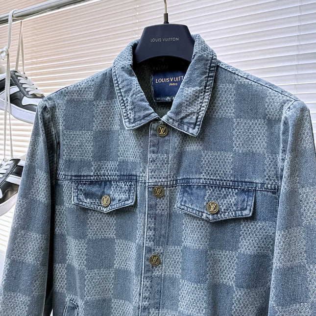 LV SHIRT JACKET IN COUNTRY BLUE DAMIER DENIM 239122