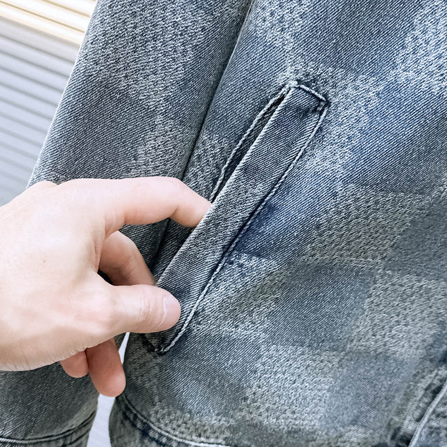 LV SHIRT JACKET IN COUNTRY BLUE DAMIER DENIM 239122