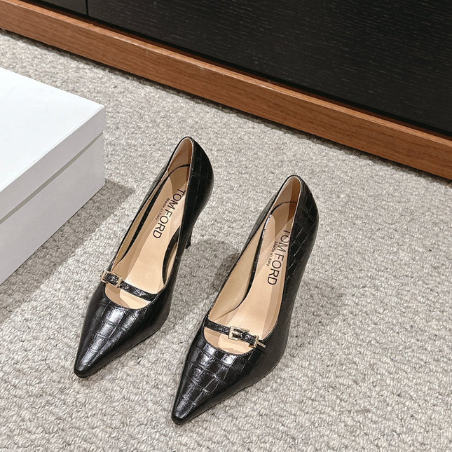 HIGH HEEL 10 CM IN BLACK CROCODILE LEATHER