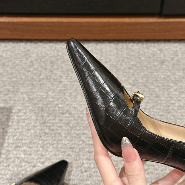 HIGH HEEL 10 CM IN BLACK CROCODILE LEATHER