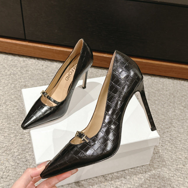 HIGH HEEL 10 CM IN BLACK CROCODILE LEATHER