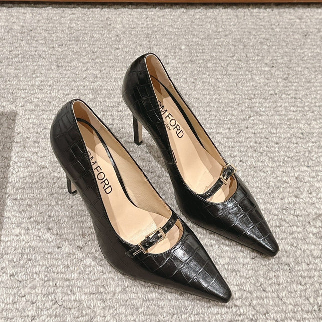 HIGH HEEL 10 CM IN BLACK CROCODILE LEATHER