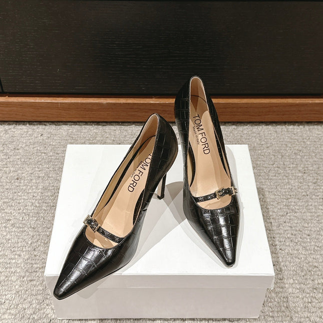 HIGH HEEL 10 CM IN BLACK CROCODILE LEATHER