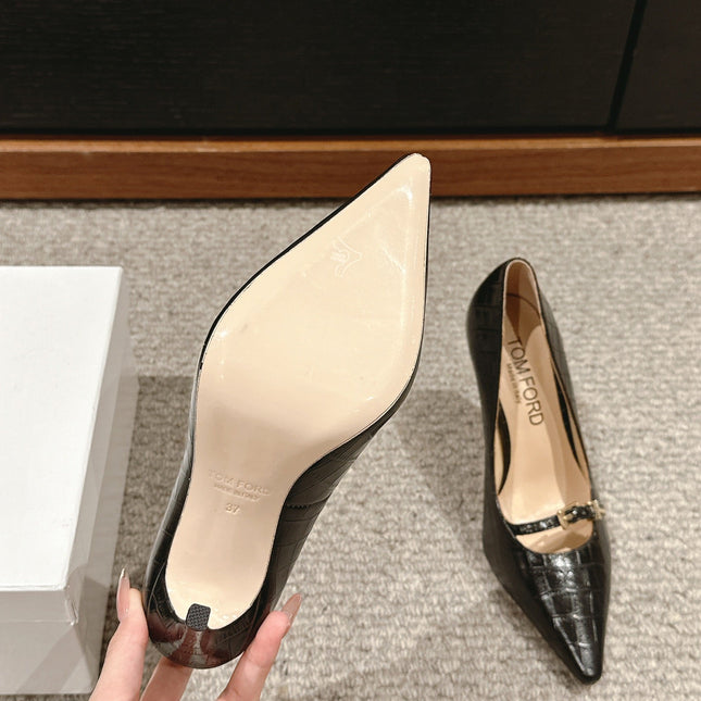 HIGH HEEL 10 CM IN BLACK CROCODILE LEATHER