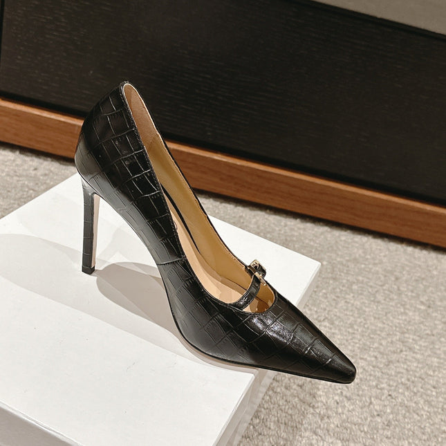 HIGH HEEL 10 CM IN BLACK CROCODILE LEATHER