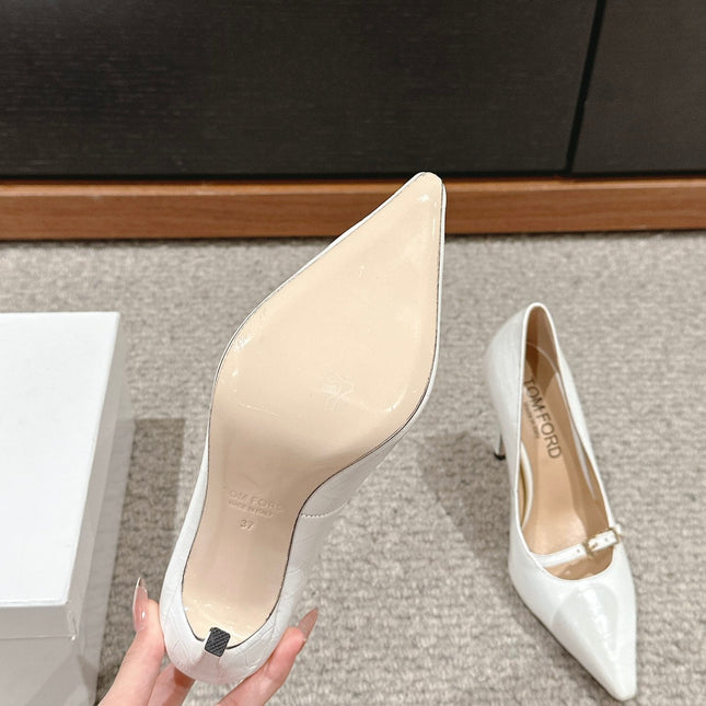 HIGH HEEL 10 CM IN WHITE CROCODILE LEATHER