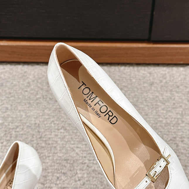 HIGH HEEL 10 CM IN WHITE CROCODILE LEATHER