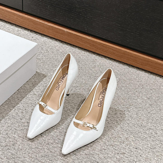 HIGH HEEL 10 CM IN WHITE CROCODILE LEATHER