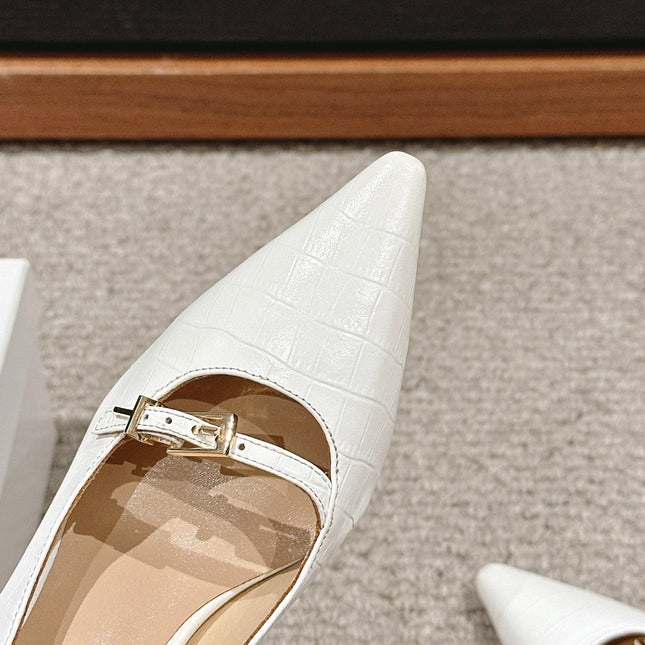 HIGH HEEL 10 CM IN WHITE CROCODILE LEATHER