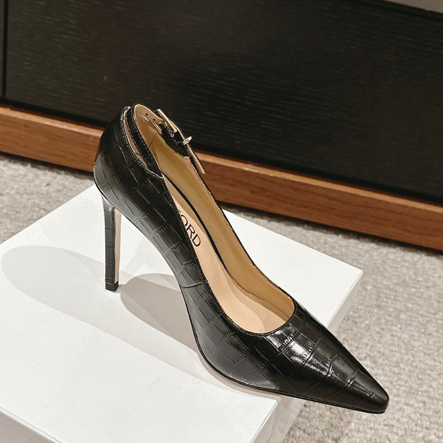 STAMPED CROCODILE LEATHER ANGELINA PUMP BLACK