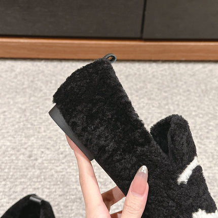 CC LOAFERS IN BLACK FLEECE WITH WHITE LOGO