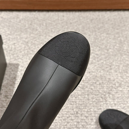 CC SHORT BOOTS IN BLACK LAMBSKIN AND FABRIC