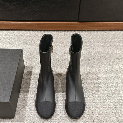 CC SHORT BOOTS IN BLACK LAMBSKIN AND FABRIC