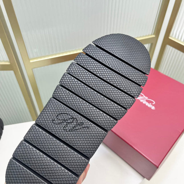 VIV’ WINTER FUR STRASS BUCKLE ANKLE BOOTS IN BLACK PATENT CALFSKIN