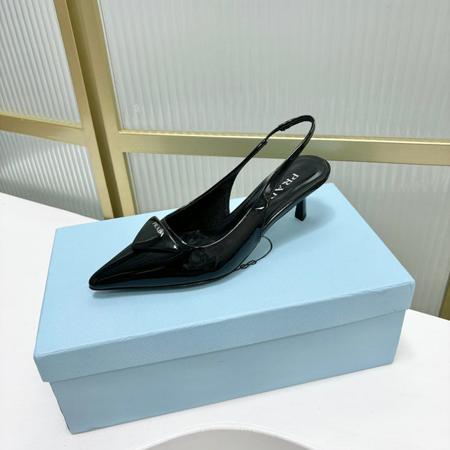 PRA PATENT LEATHER SLINGBACK PUMPS 50 BLACK