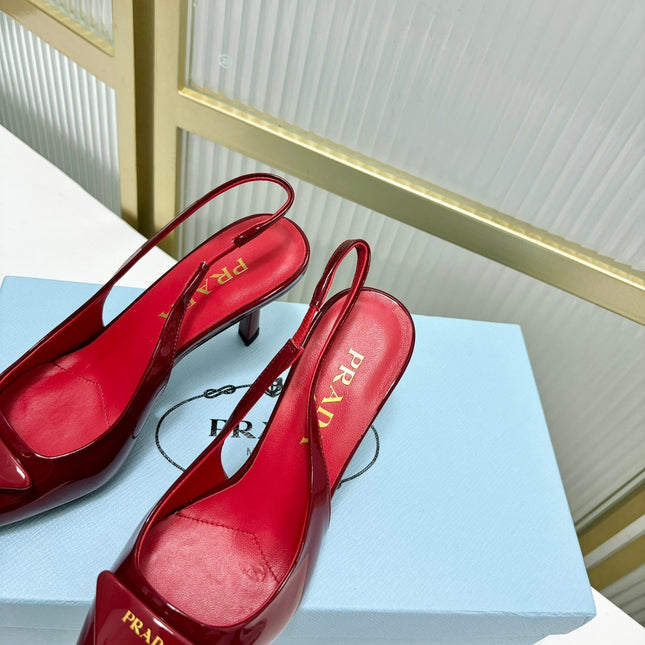 PRA PATENT LEATHER SLINGBACK PUMPS 75 CHERRY