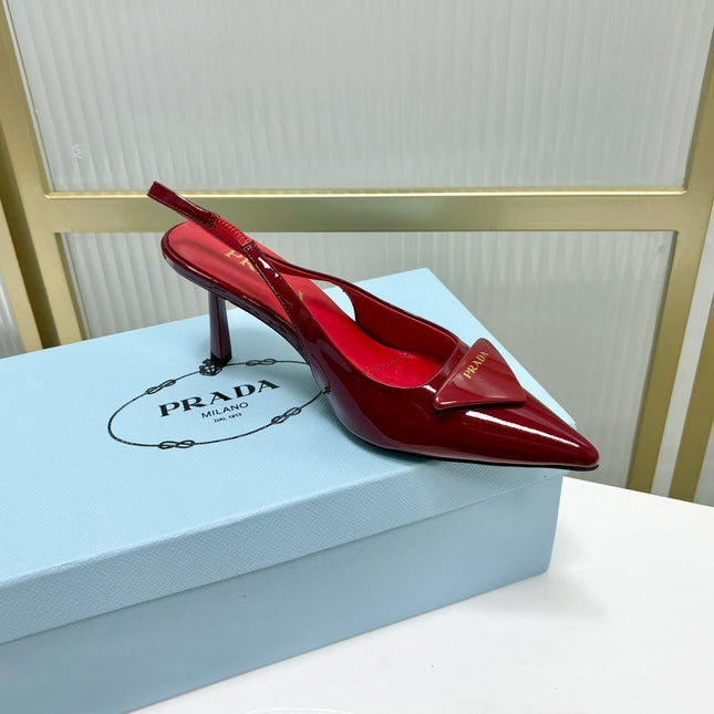 PRA PATENT LEATHER SLINGBACK PUMPS 75 CHERRY