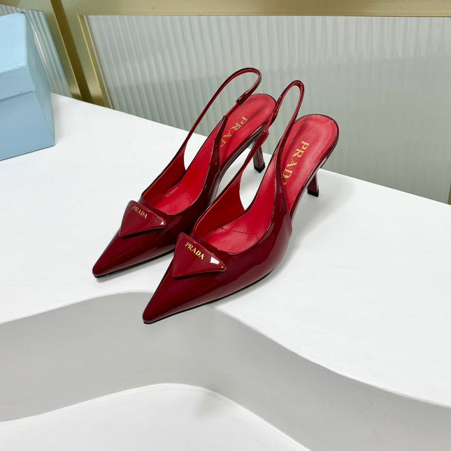 PRA PATENT LEATHER SLINGBACK PUMPS 75 CHERRY