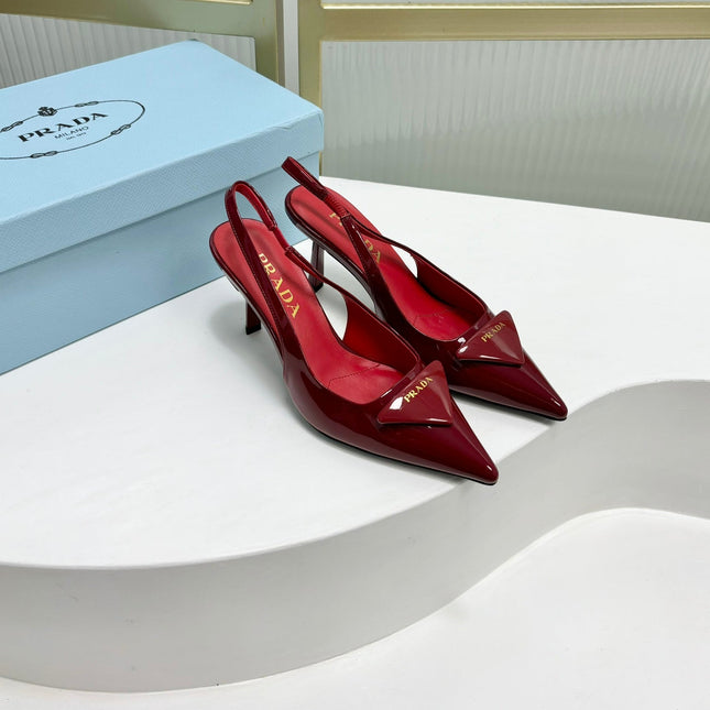 PRA PATENT LEATHER SLINGBACK PUMPS 75 CHERRY