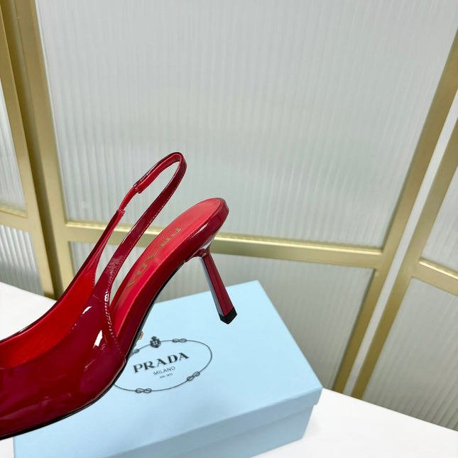 PRA PATENT LEATHER SLINGBACK PUMPS 75 CHERRY