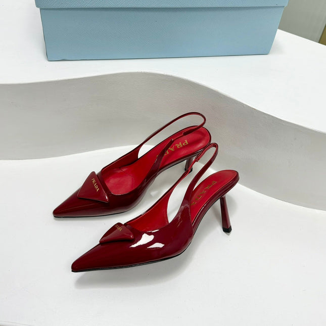 PRA PATENT LEATHER SLINGBACK PUMPS 75 CHERRY