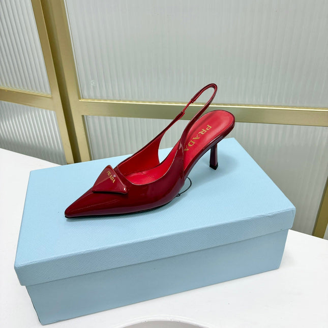 PRA PATENT LEATHER SLINGBACK PUMPS 75 CHERRY