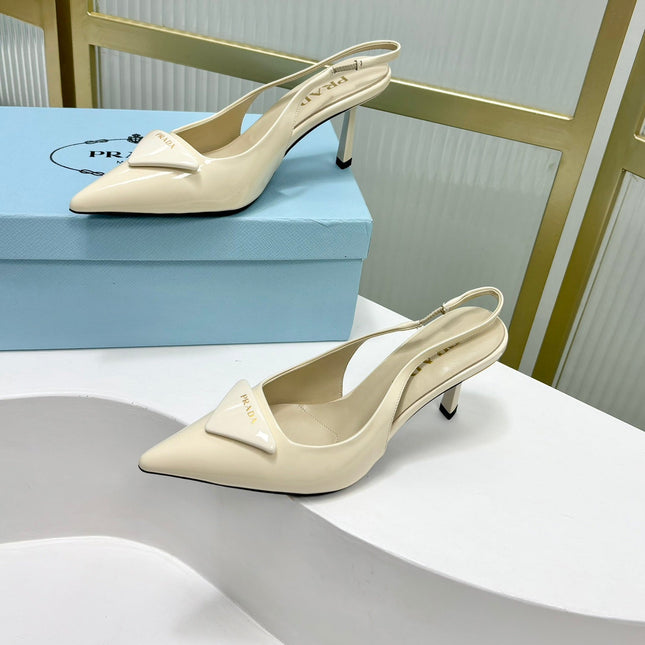 PRA PATENT LEATHER SLINGBACK PUMPS 50 CREAMY WHITE