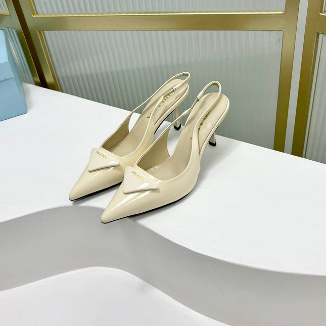 PRA PATENT LEATHER SLINGBACK PUMPS 50 CREAMY WHITE