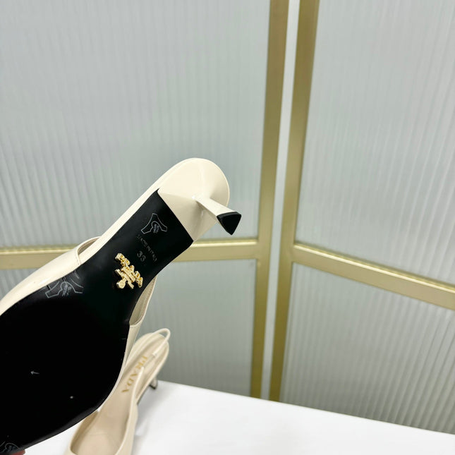 PRA PATENT LEATHER SLINGBACK PUMPS 50 CREAMY WHITE