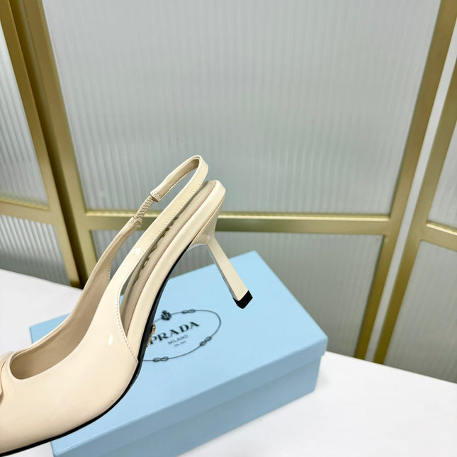 PRA PATENT LEATHER SLINGBACK PUMPS 50 CREAMY WHITE