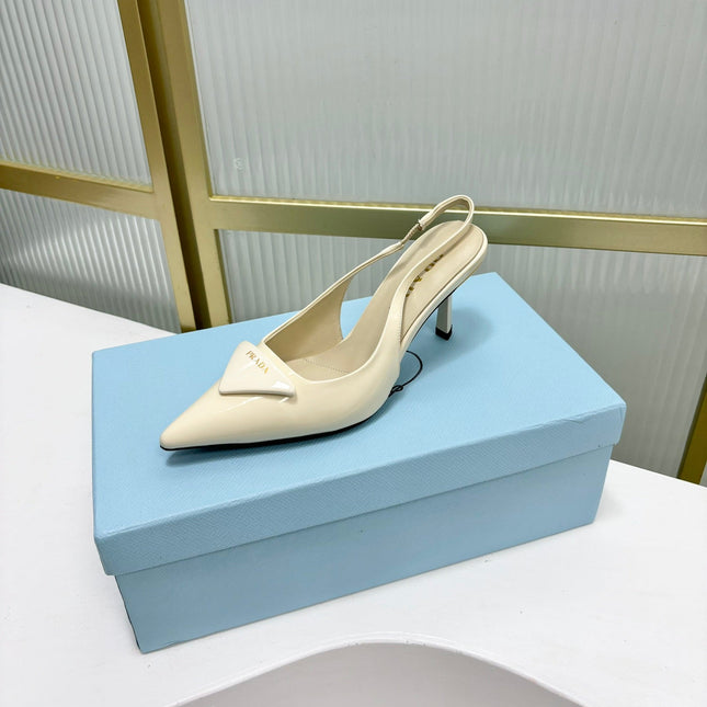 PRA PATENT LEATHER SLINGBACK PUMPS 50 CREAMY WHITE