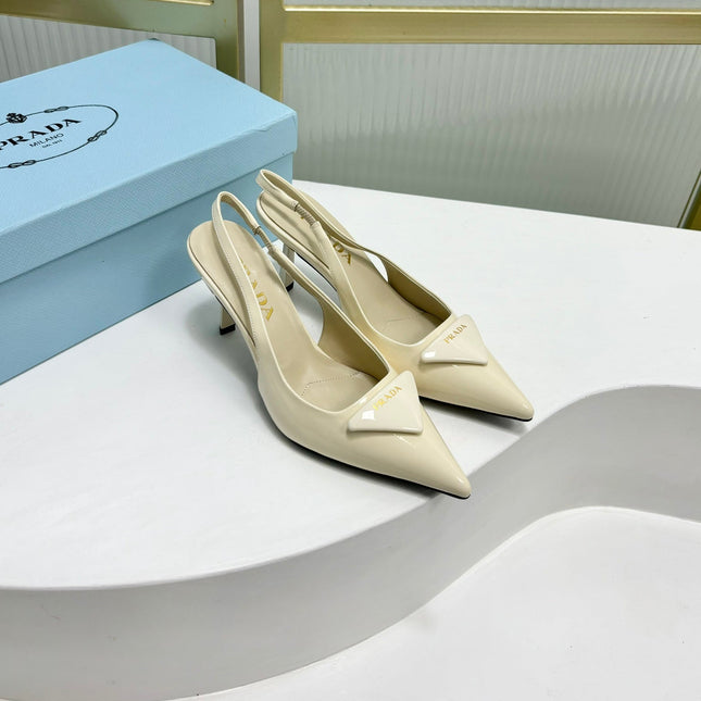 PRA PATENT LEATHER SLINGBACK PUMPS 50 CREAMY WHITE