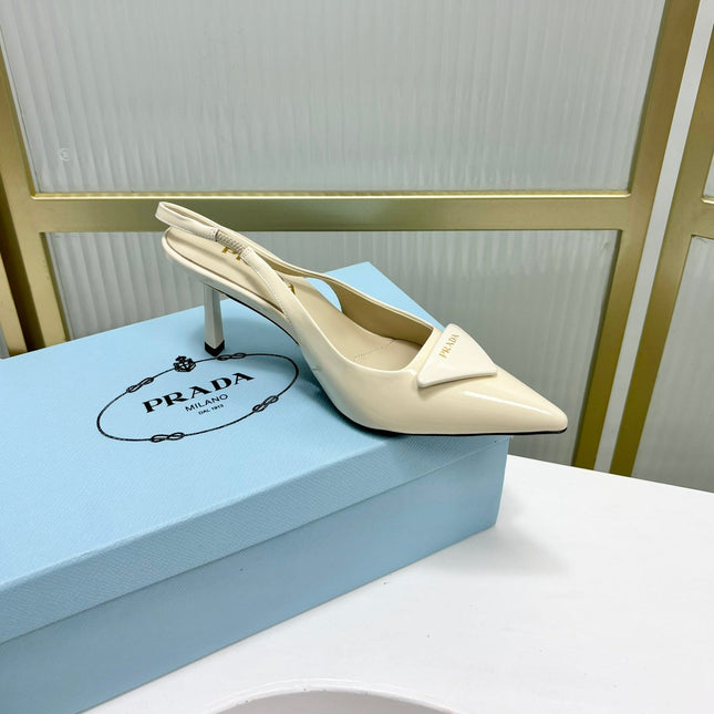 PRA PATENT LEATHER SLINGBACK PUMPS 50 CREAMY WHITE