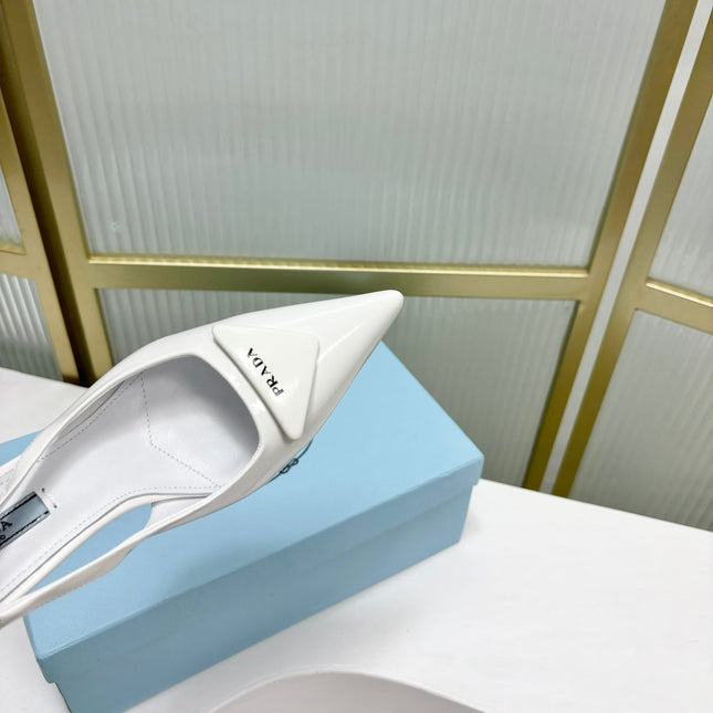 PRA PATENT LEATHER SLINGBACK PUMPS 75 WHITE