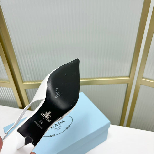 PRA PATENT LEATHER SLINGBACK PUMPS 75 WHITE