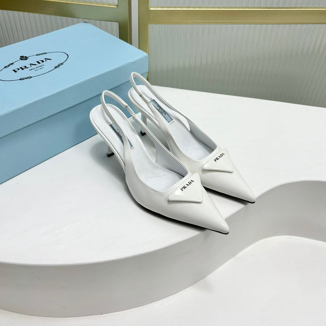 PRA PATENT LEATHER SLINGBACK PUMPS 75 WHITE