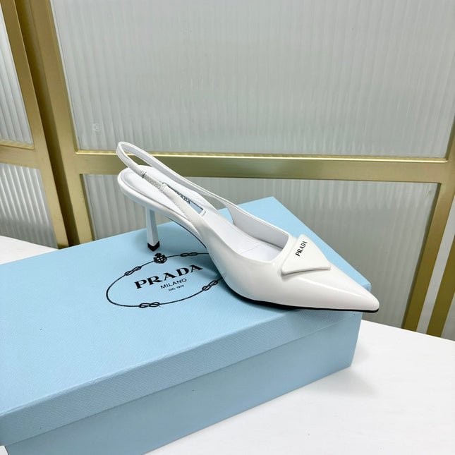 PRA PATENT LEATHER SLINGBACK PUMPS 75 WHITE