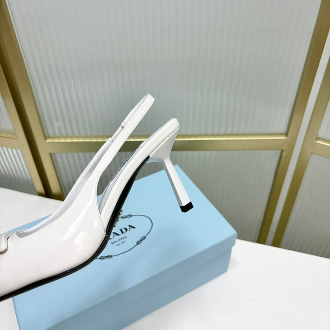 PRA PATENT LEATHER SLINGBACK PUMPS 75 WHITE