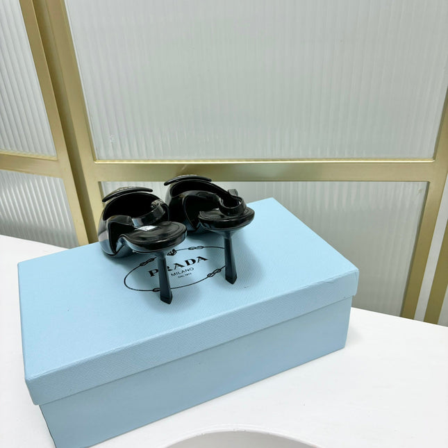 PRA PATENT LEATHER SLINGBACK PUMPS 75 BLACK