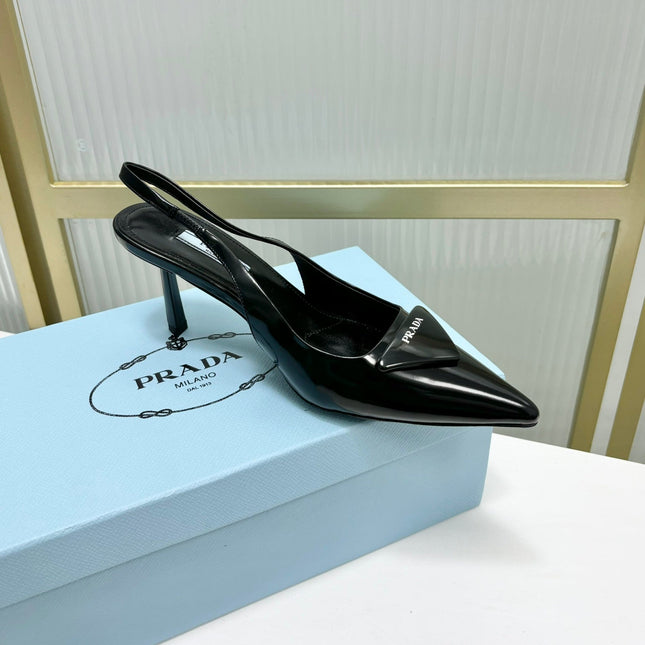PRA PATENT LEATHER SLINGBACK PUMPS 75 BLACK