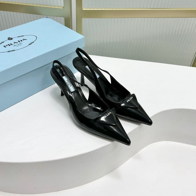 PRA PATENT LEATHER SLINGBACK PUMPS 75 BLACK