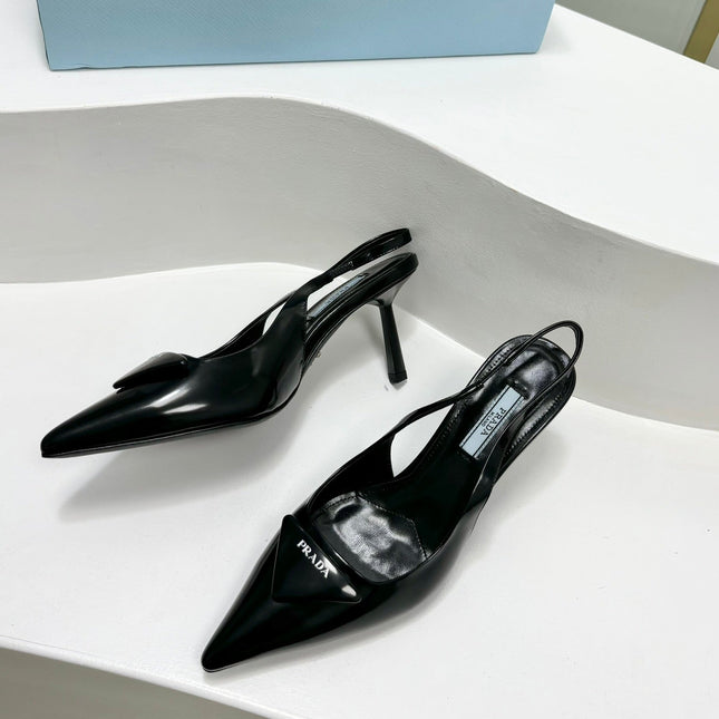 PRA PATENT LEATHER SLINGBACK PUMPS 75 BLACK