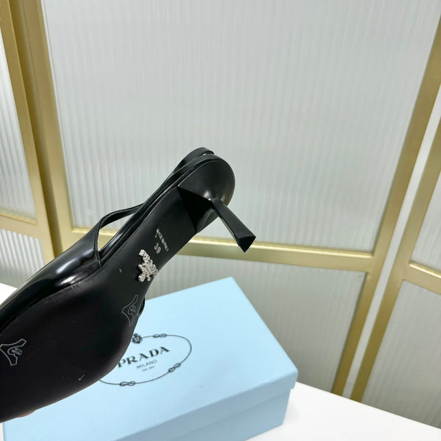 PRA PATENT LEATHER SLINGBACK PUMPS 75 BLACK