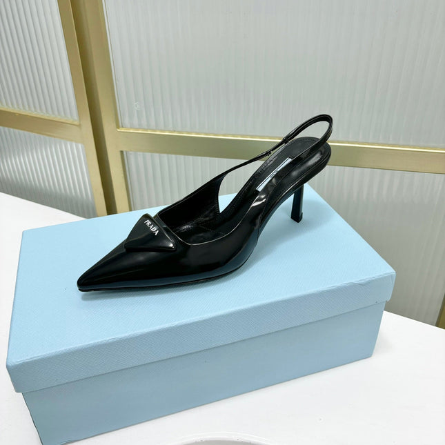 PRA PATENT LEATHER SLINGBACK PUMPS 75 BLACK