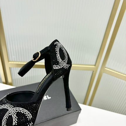 HIGH HEELS ONE STRAP IN BLACK GOATSKIN