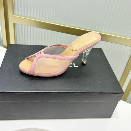 HIGH HEEL PEEP TOE IN LIGHT PINK BREATHABLE MESH