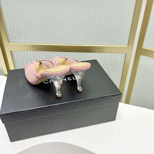 HIGH HEEL PEEP TOE IN LIGHT PINK BREATHABLE MESH